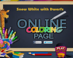 Snow White With Dwarfs – Online Coloring Page